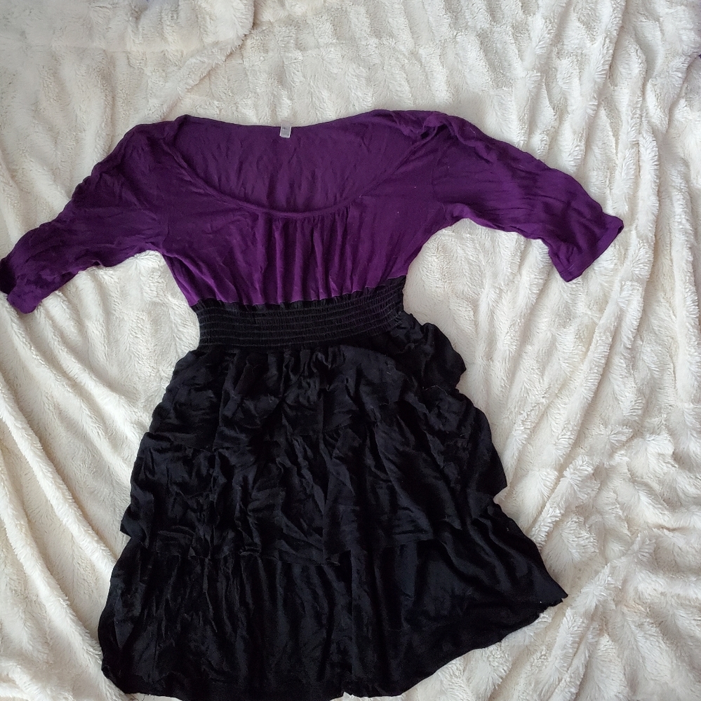 Purple and Black Boho Top